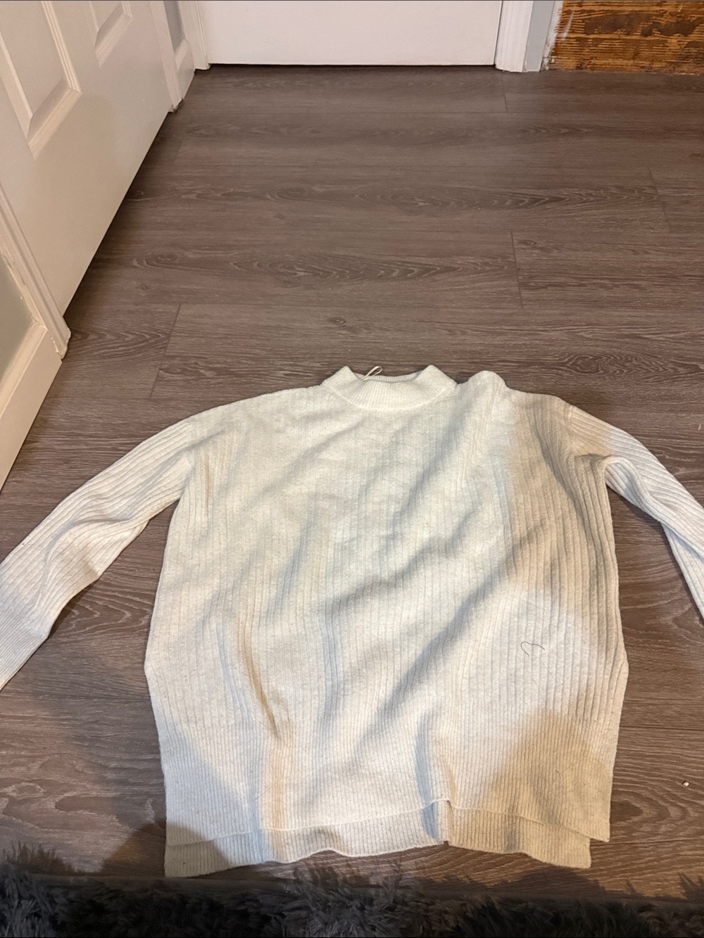 H&M Cream Ribbed Cowl-Neck Sweater